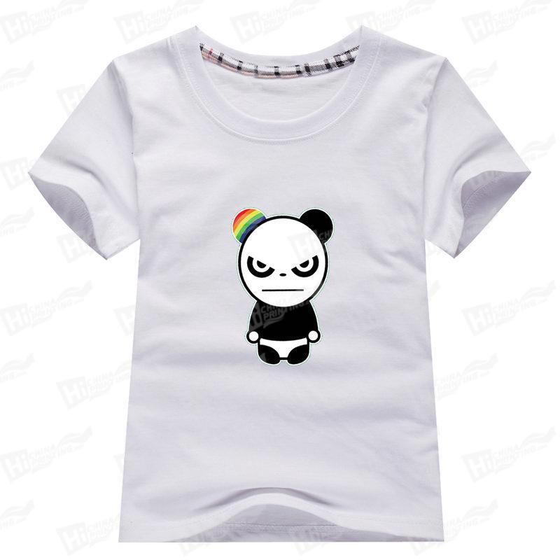 Angry Panda Heat Transfer Printed Kids' Short-Sleeve T-shirts For Wholesale